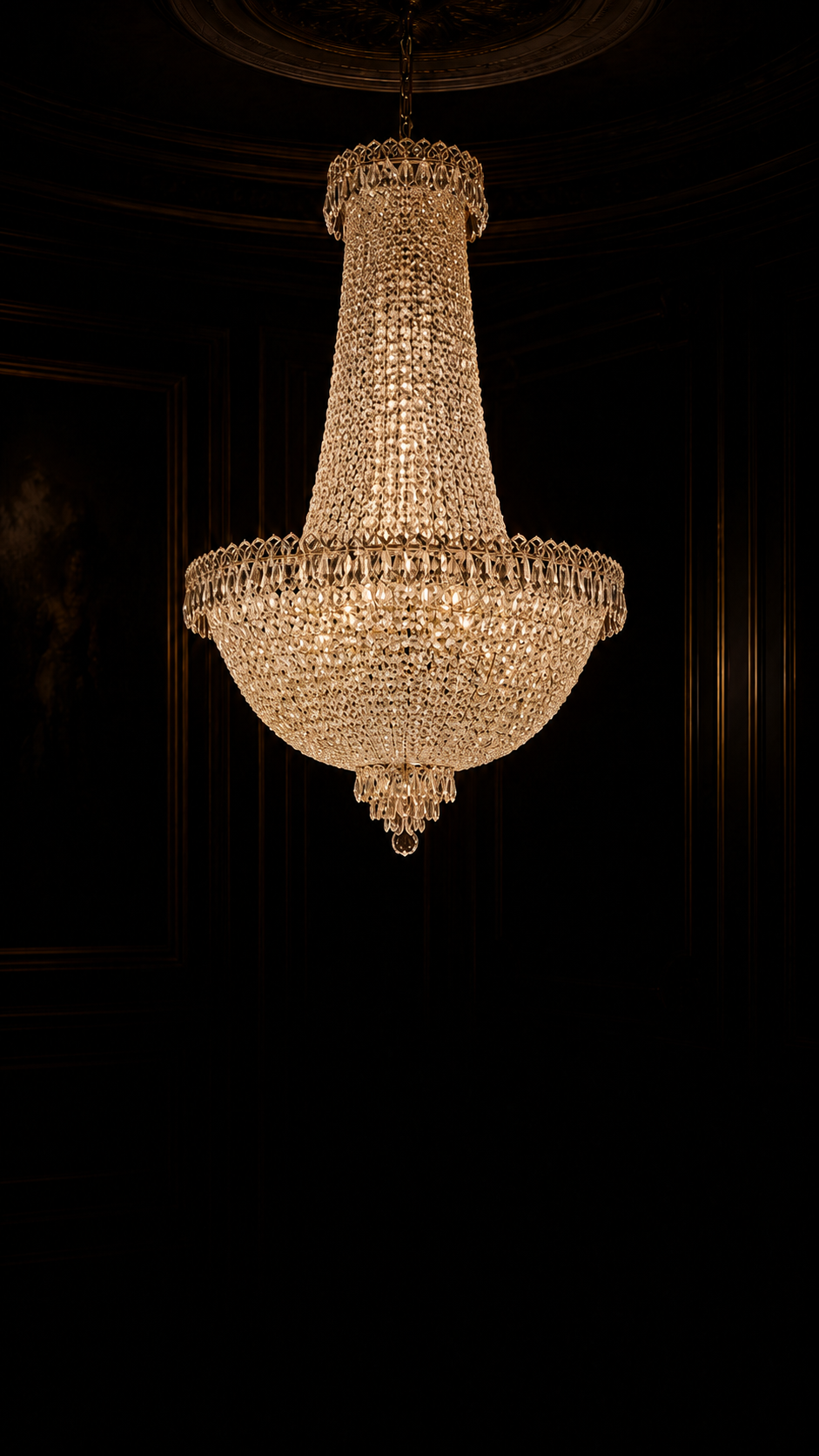 Lustre Empire en forme de montgolfière inversée
